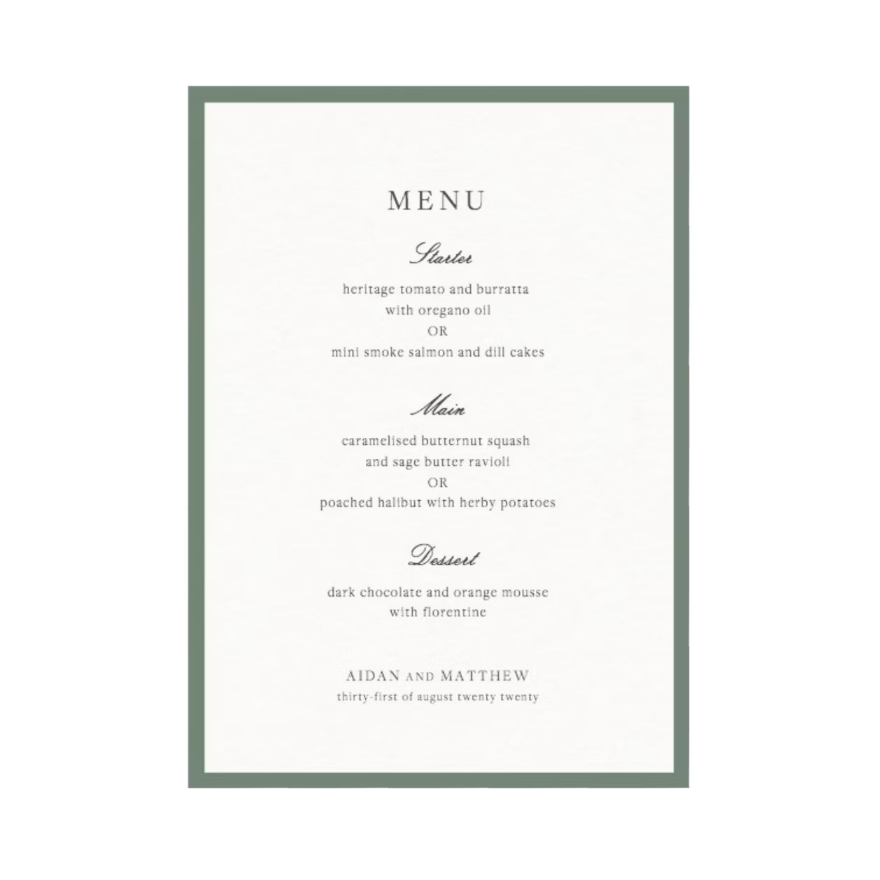 Wedding Menu | Classic Border