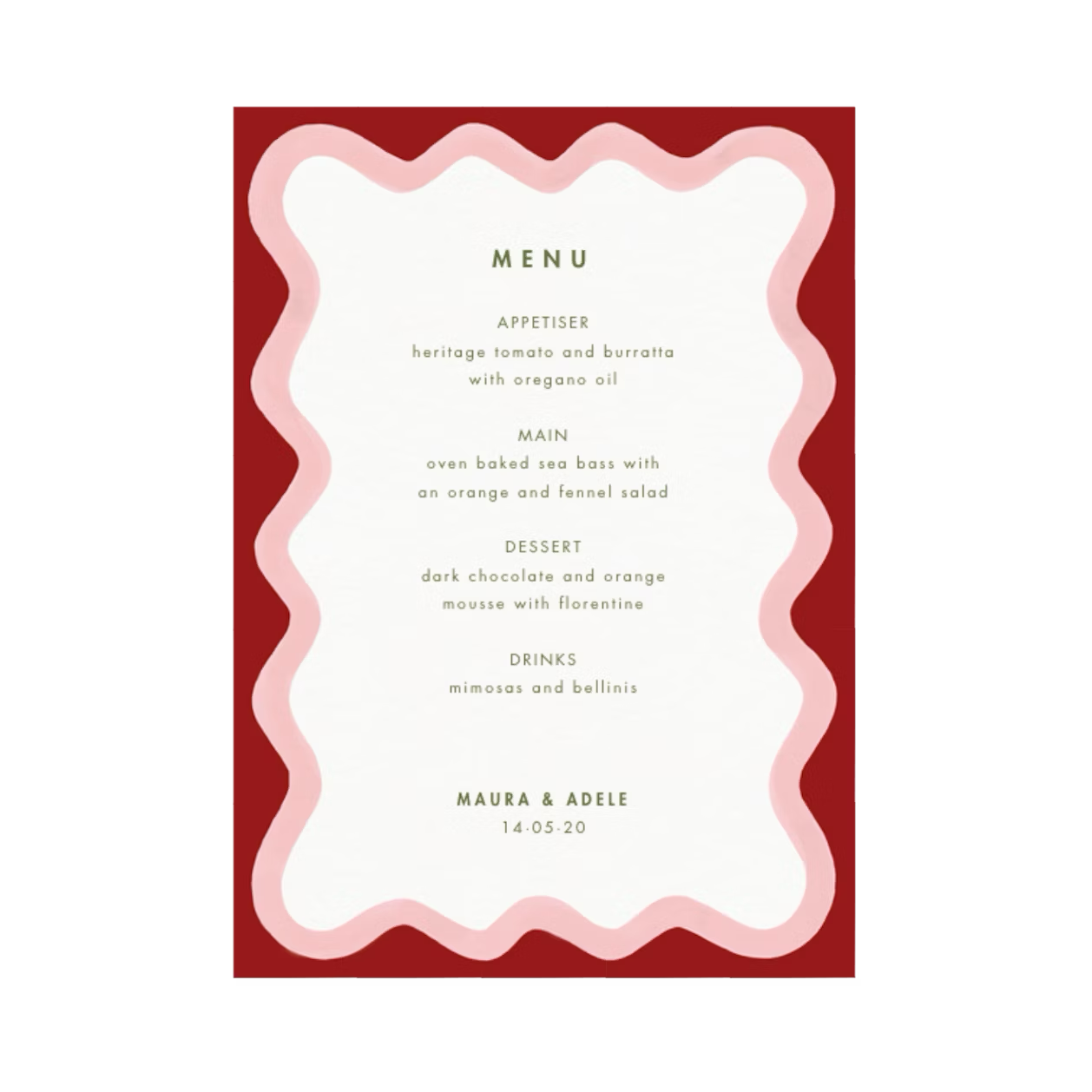 Wedding Menu | Groovy Scallop